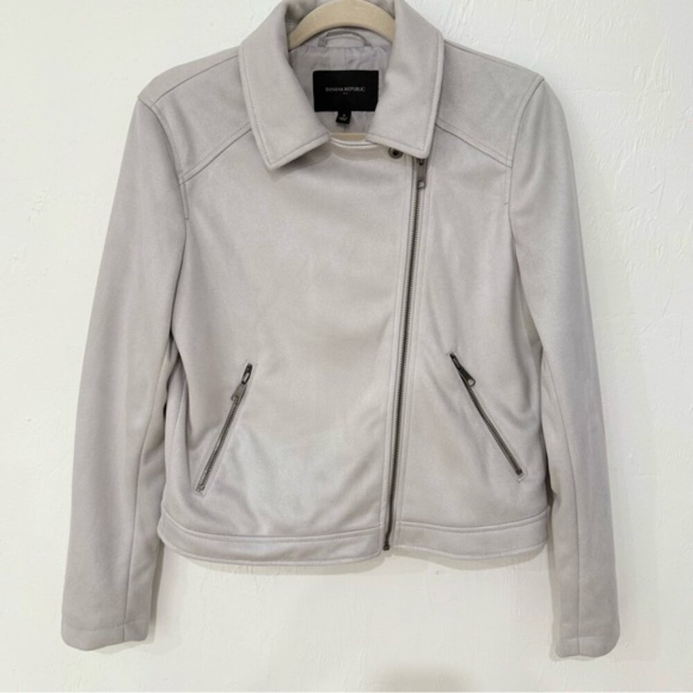 Banana Republic Light Gray Leather Jacket